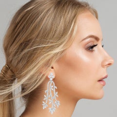 Beauvince Vines Diamond Earrings (11.39 ct Diamonds) in White Gold