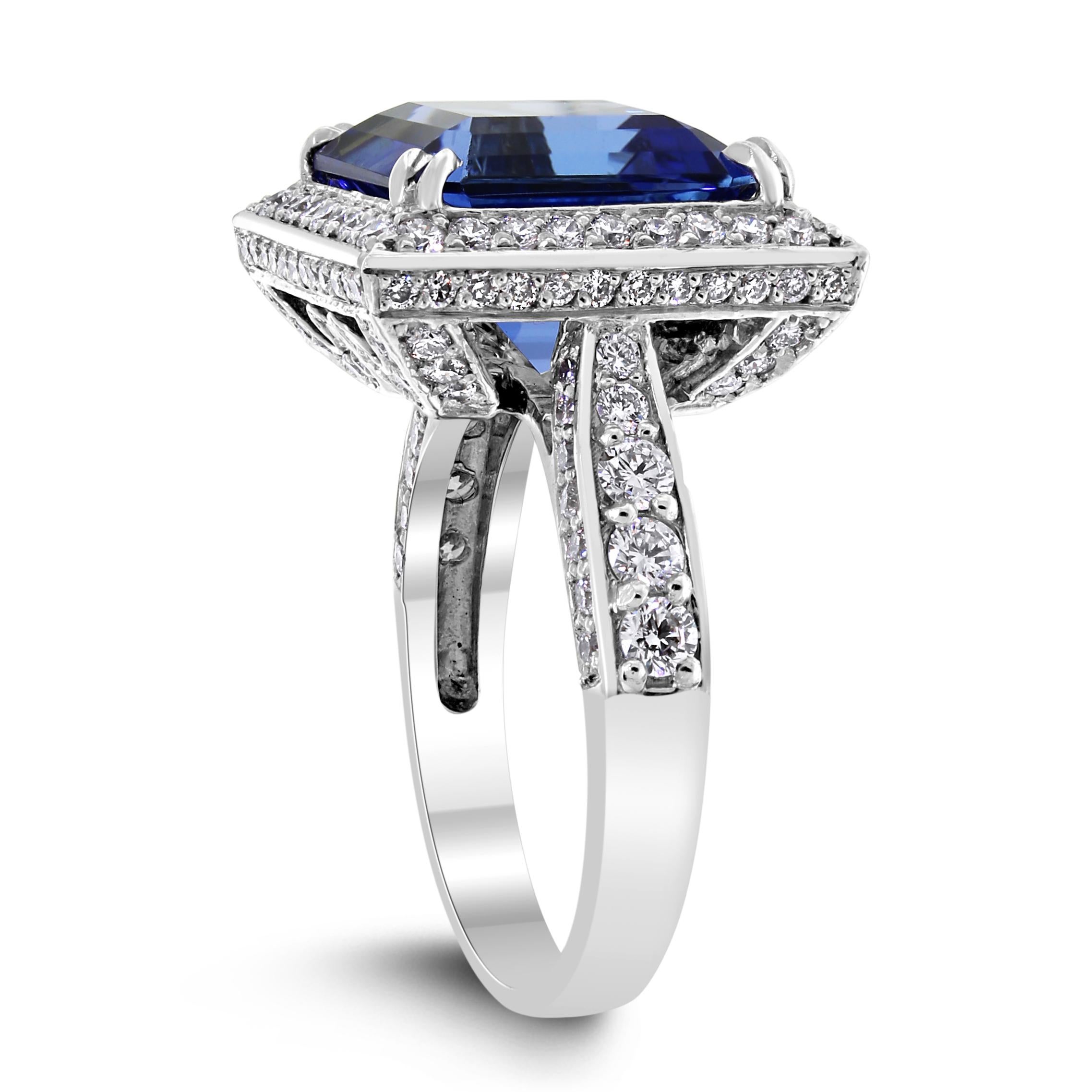 Women's or Men's Beauvince Violet Chameleon Ring (8.92 ct Tanzanite & Diamonds) in White Gold For Sale