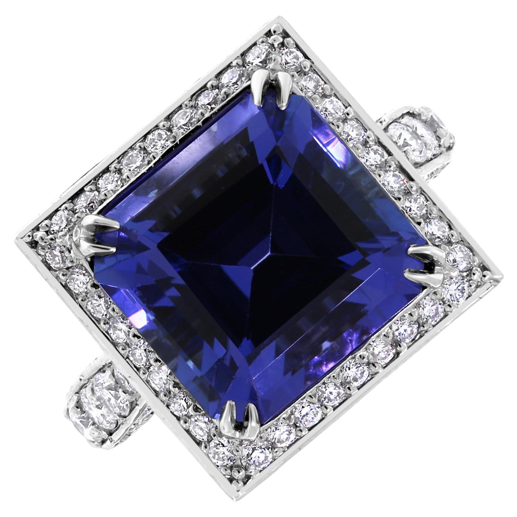 Beauvince Violet Chameleon Ring (8.92 ct Tanzanite & Diamonds) in White Gold