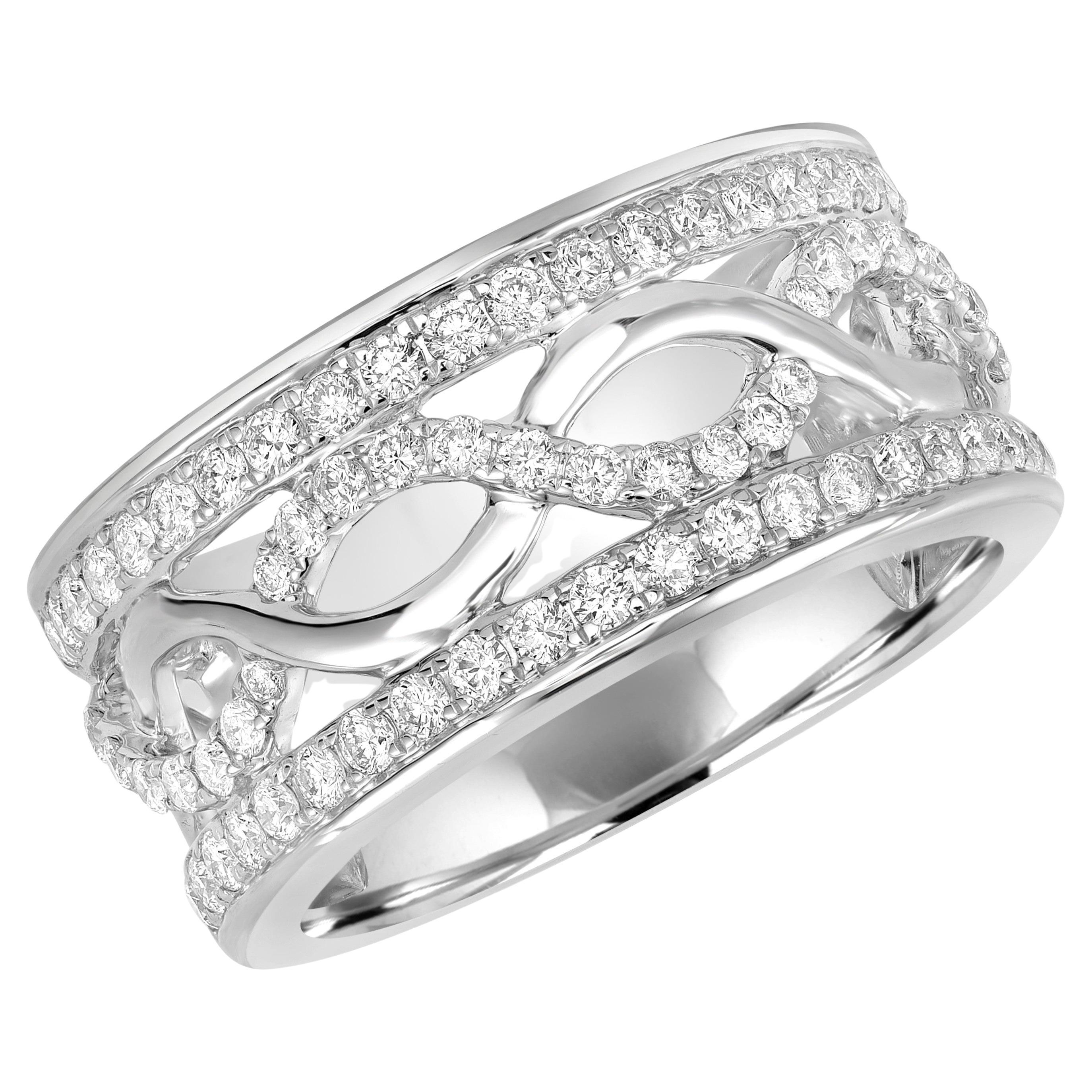 Fascia di diamanti Beauvince Wave (0,75 carati di diamanti) in oro bianco in vendita