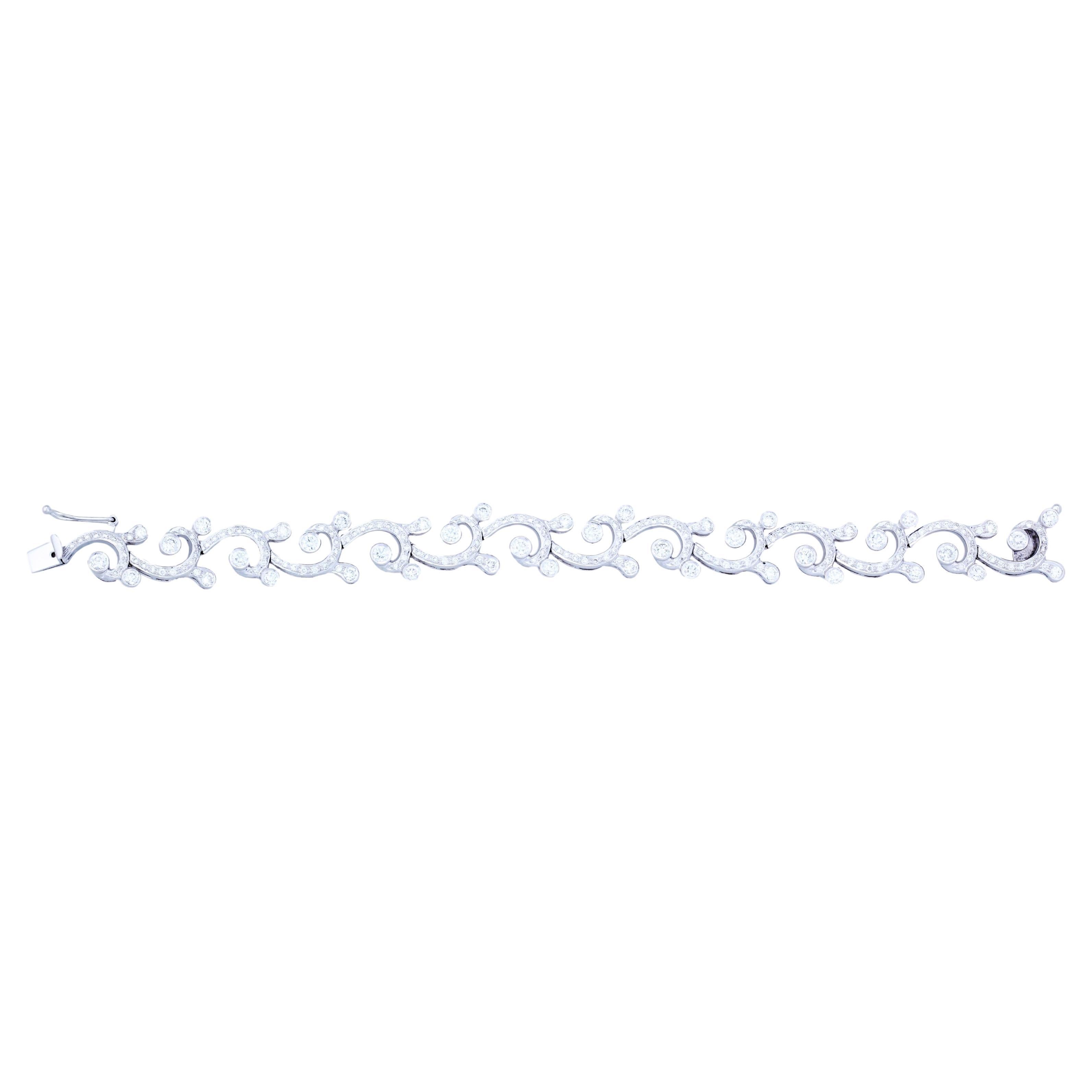 Beauvince Waves & Tides Bracelet (5.99 ct Diamonds) in White Gold For Sale