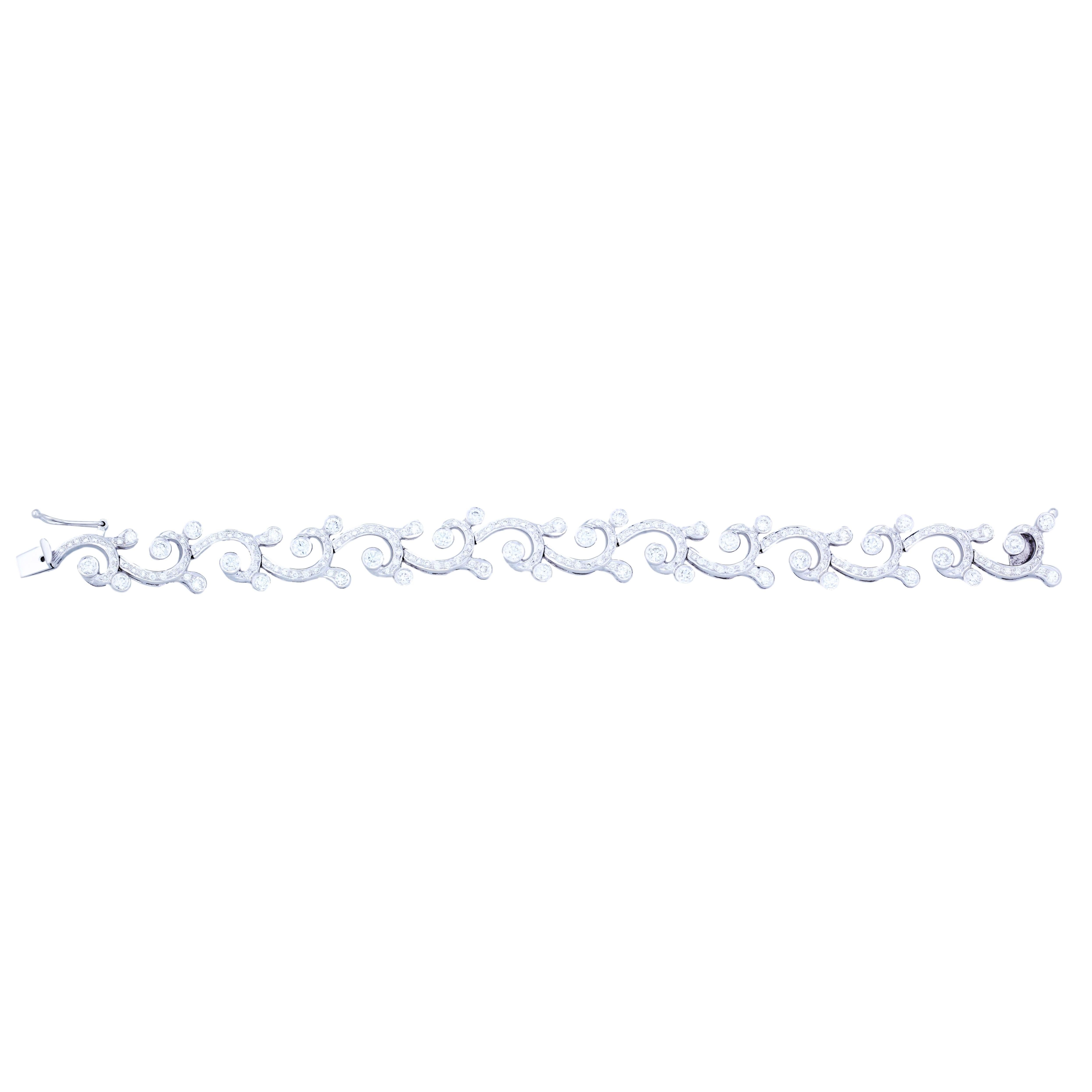 Women's Beauvince Waves & Tides Necklace (12.16 ct Diamonds) in White Gold For Sale