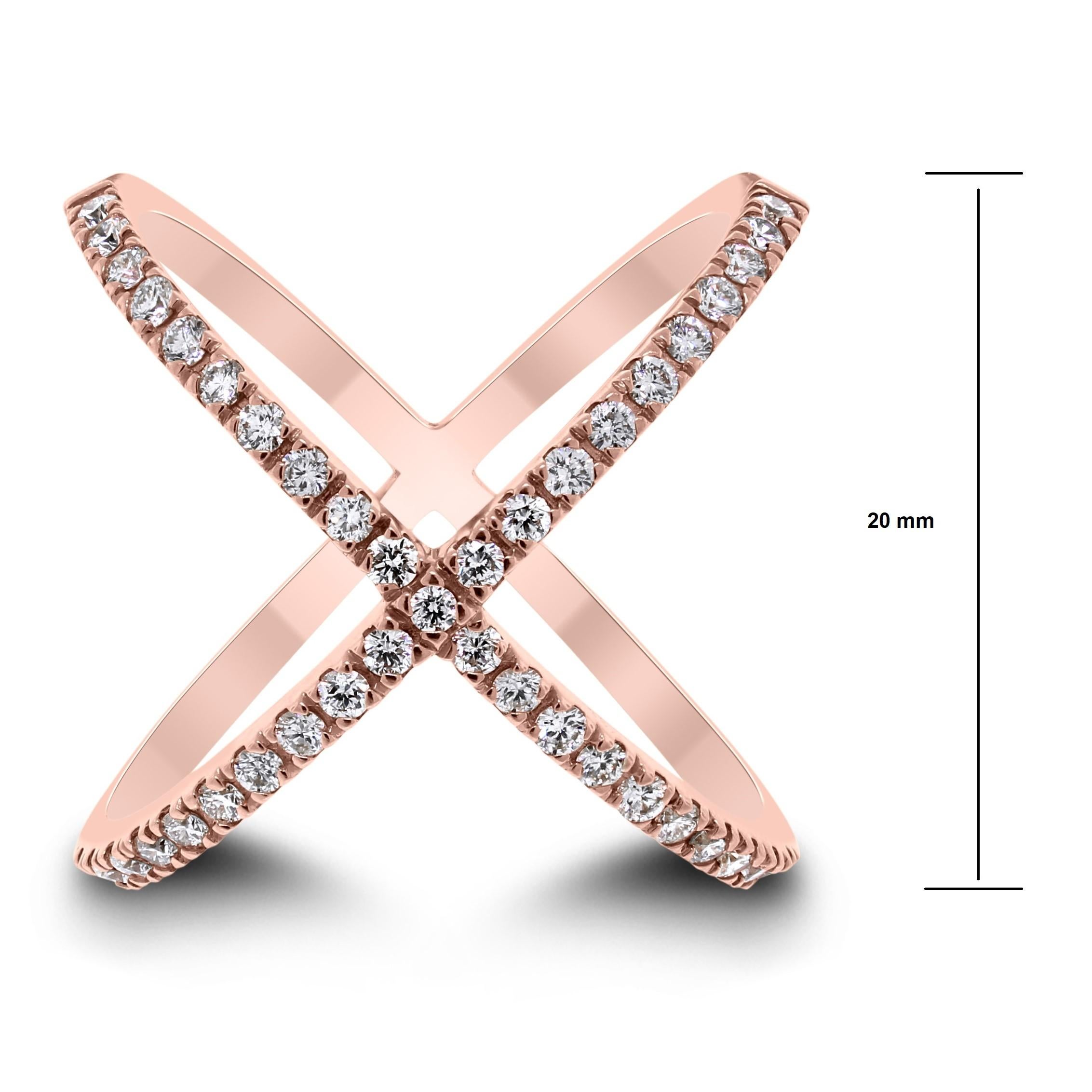 Contemporary Beauvince Xena Diamond Cross Ring in Rose Gold