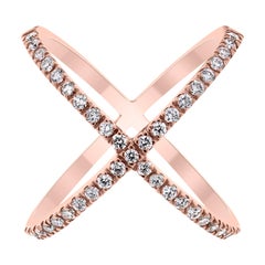 Beauvince Xena Diamond Cross Ring in Rose Gold