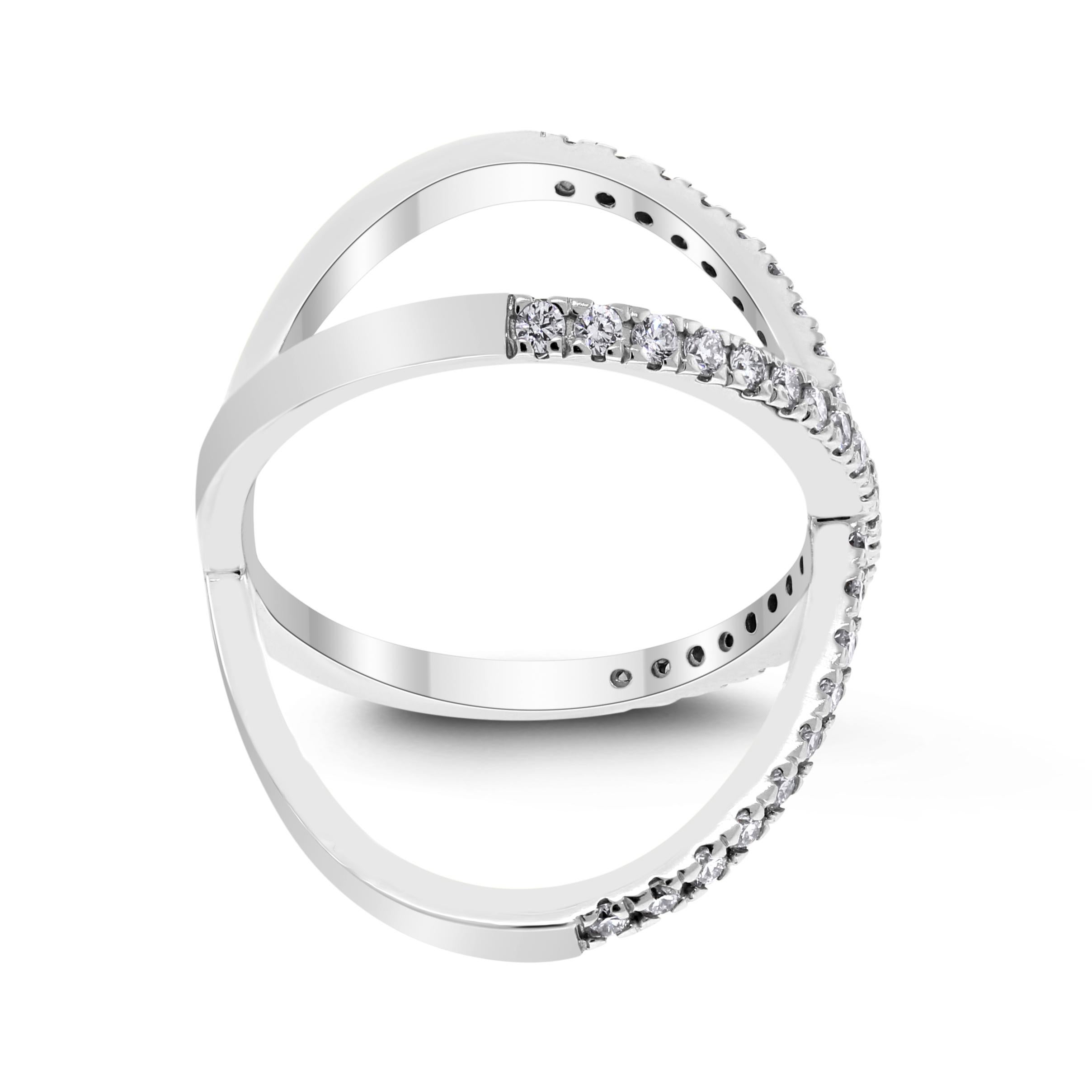 Round Cut Beauvince Xena Diamond Cross Ring in White Gold