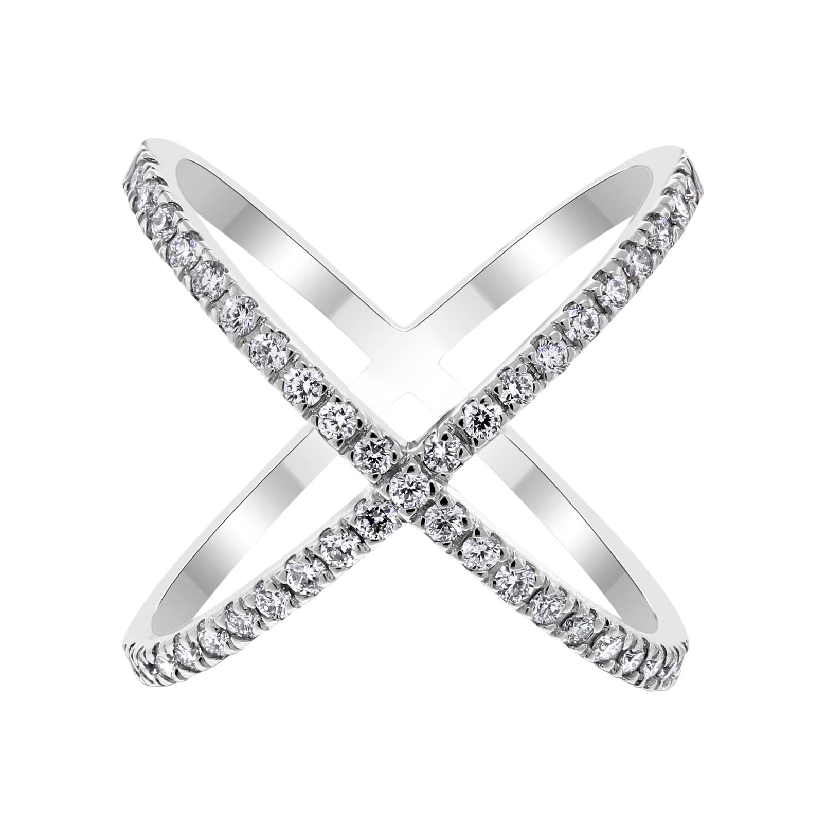 Beauvince Xena Diamond Cross Ring in White Gold