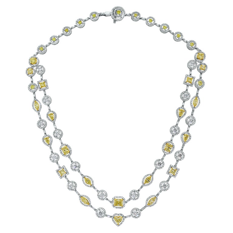 Collier Vintage Multirangs – Pendeloque, Perles Et Bakélite Jaune – Occasion