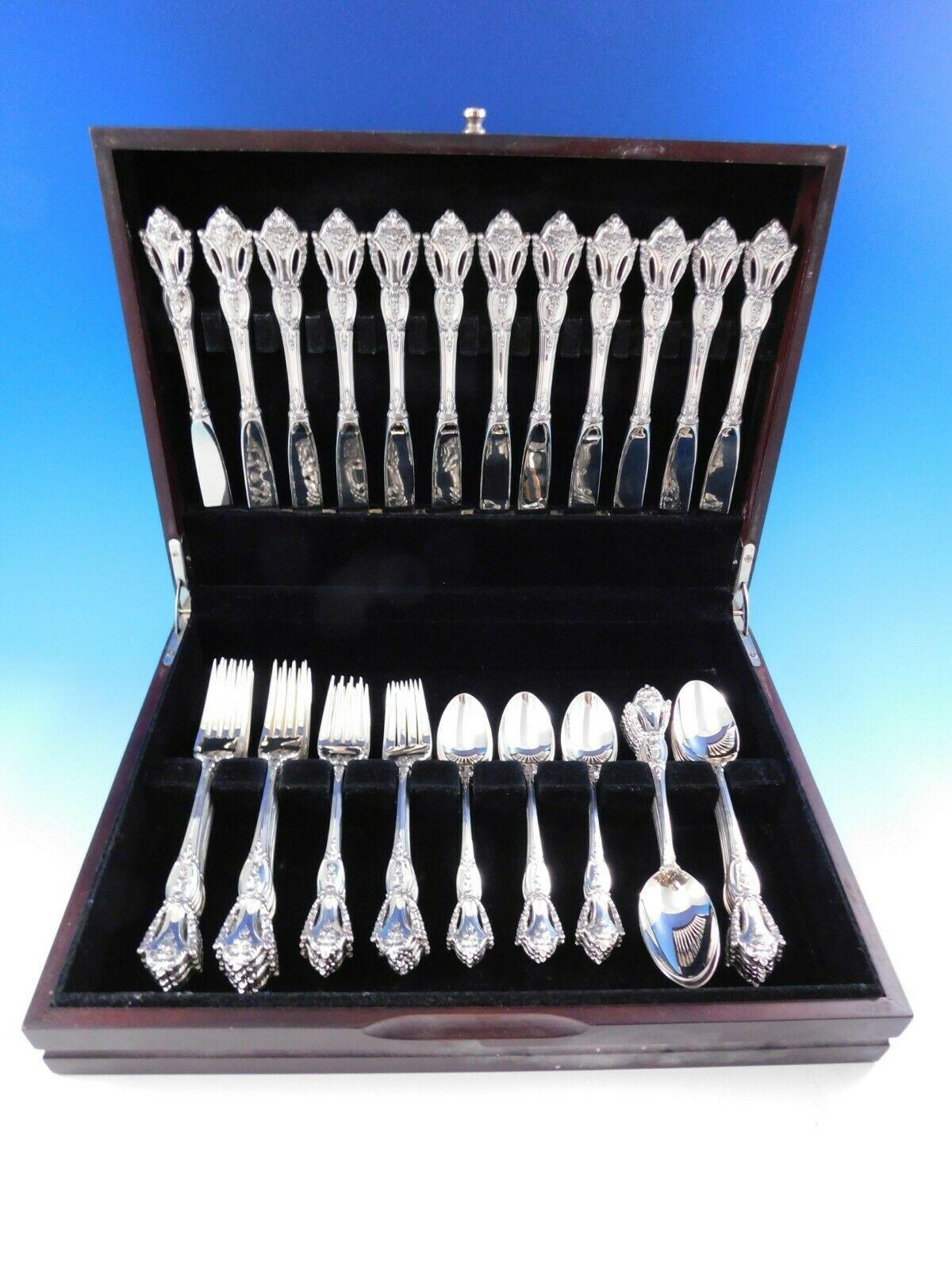 For a table that truly sets you apart, grace every meal with extraordinary sterling silver from Tuttle. 

Heirloom quality Beauvoir by Tuttle sterling silver flatware set, 60 pieces. This set includes:

12 knives, 9