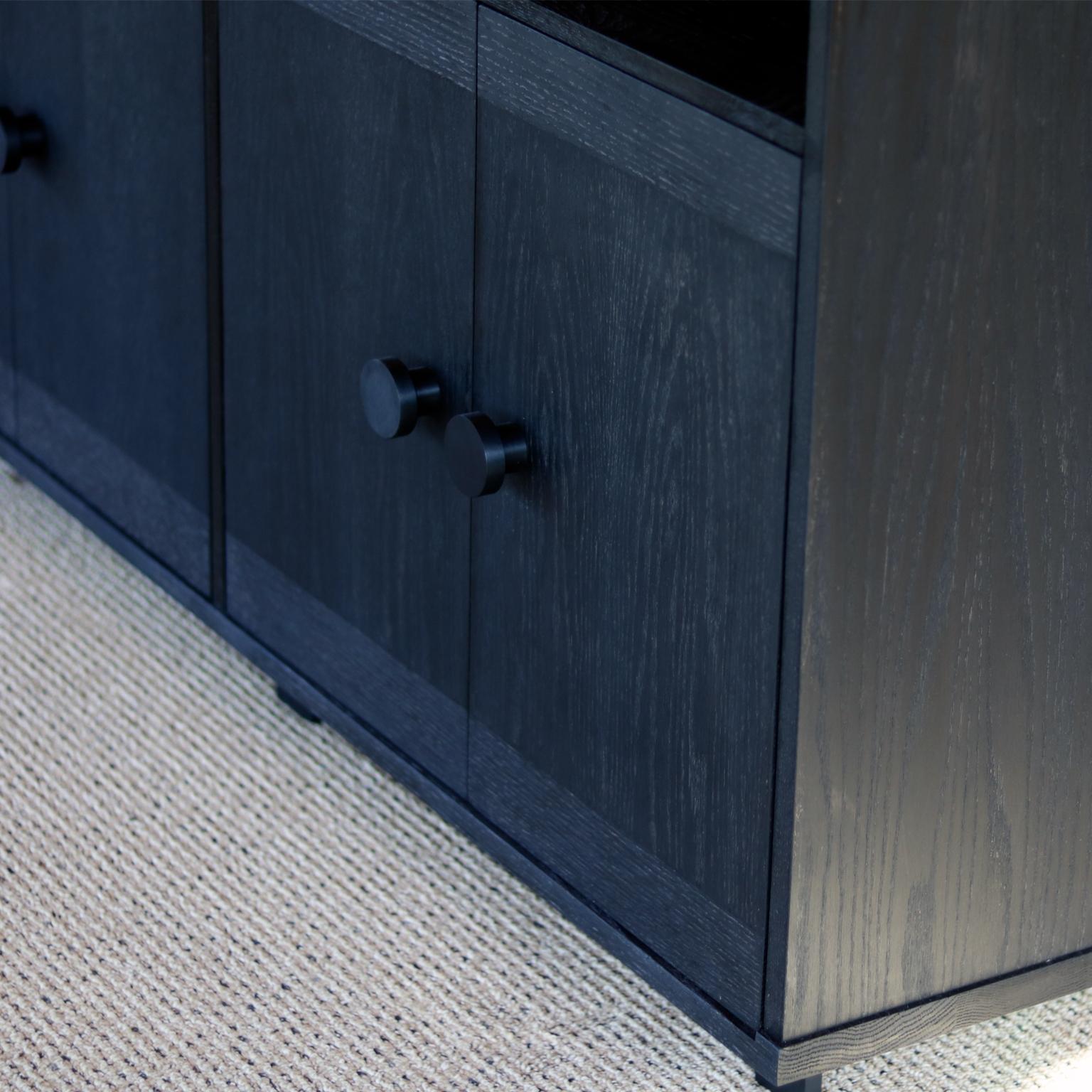 Modern Beauvoir Four Door Cabinet in Black India Ink Finished Oak For Sale