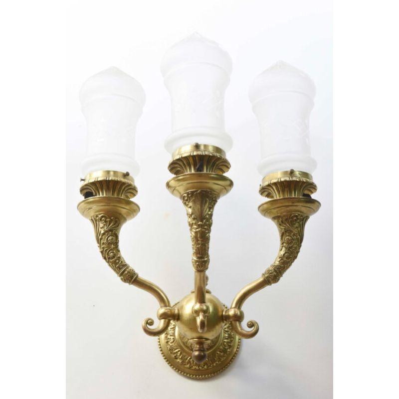 Beaux Art Three Light Sconces In Excellent Condition For Sale In Canton, MA