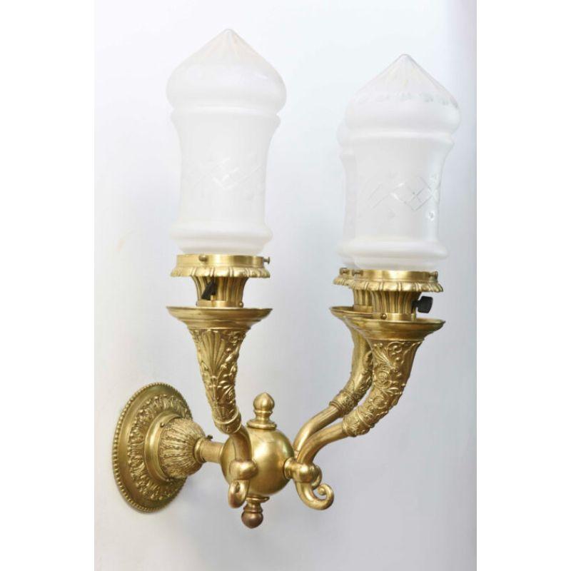 Bronze Beaux Art Three Light Sconces For Sale