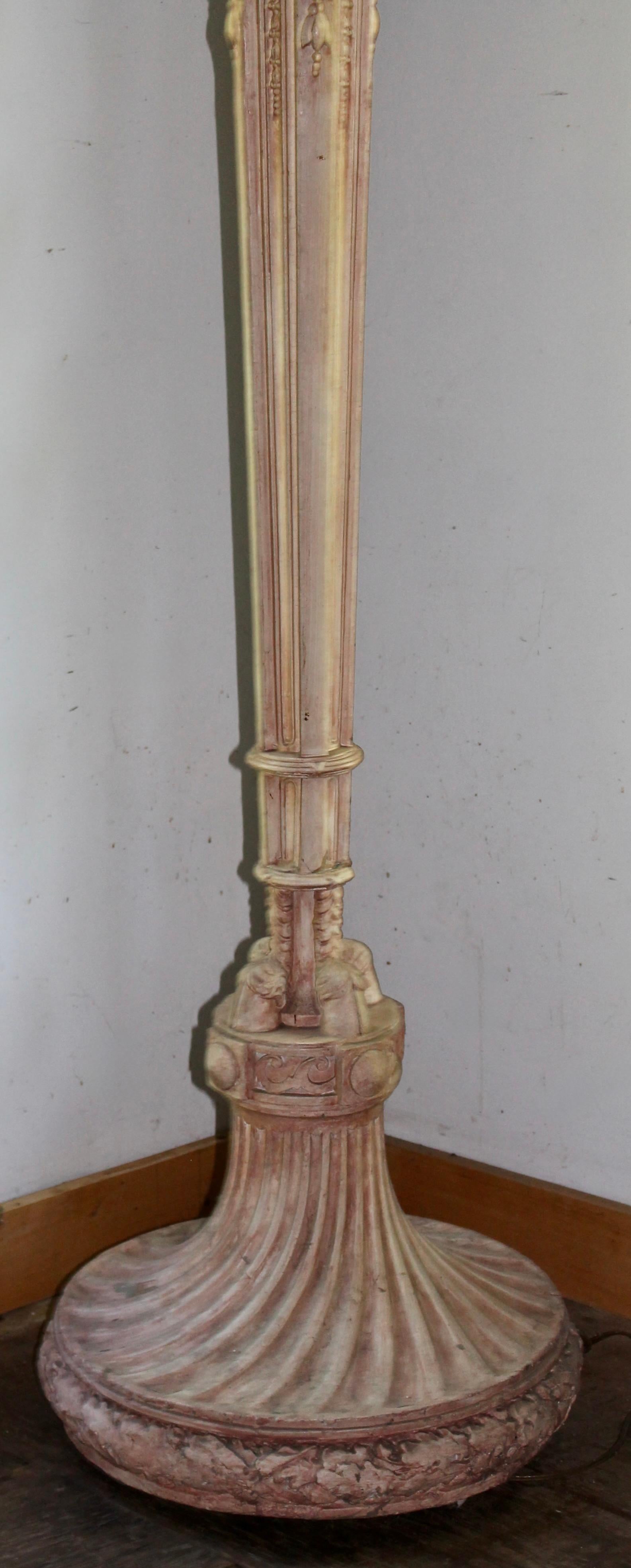 Cast Beaux Arts Gilded Age Plaster Floor Lamp For Sale