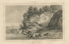 Barrages de castors sur un rivage rocheux - Gravure canadienne du 19e siècle sur la faune et la flore