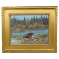 Vintage "Beaver Pond" Original Oil Painting by Ace Powell