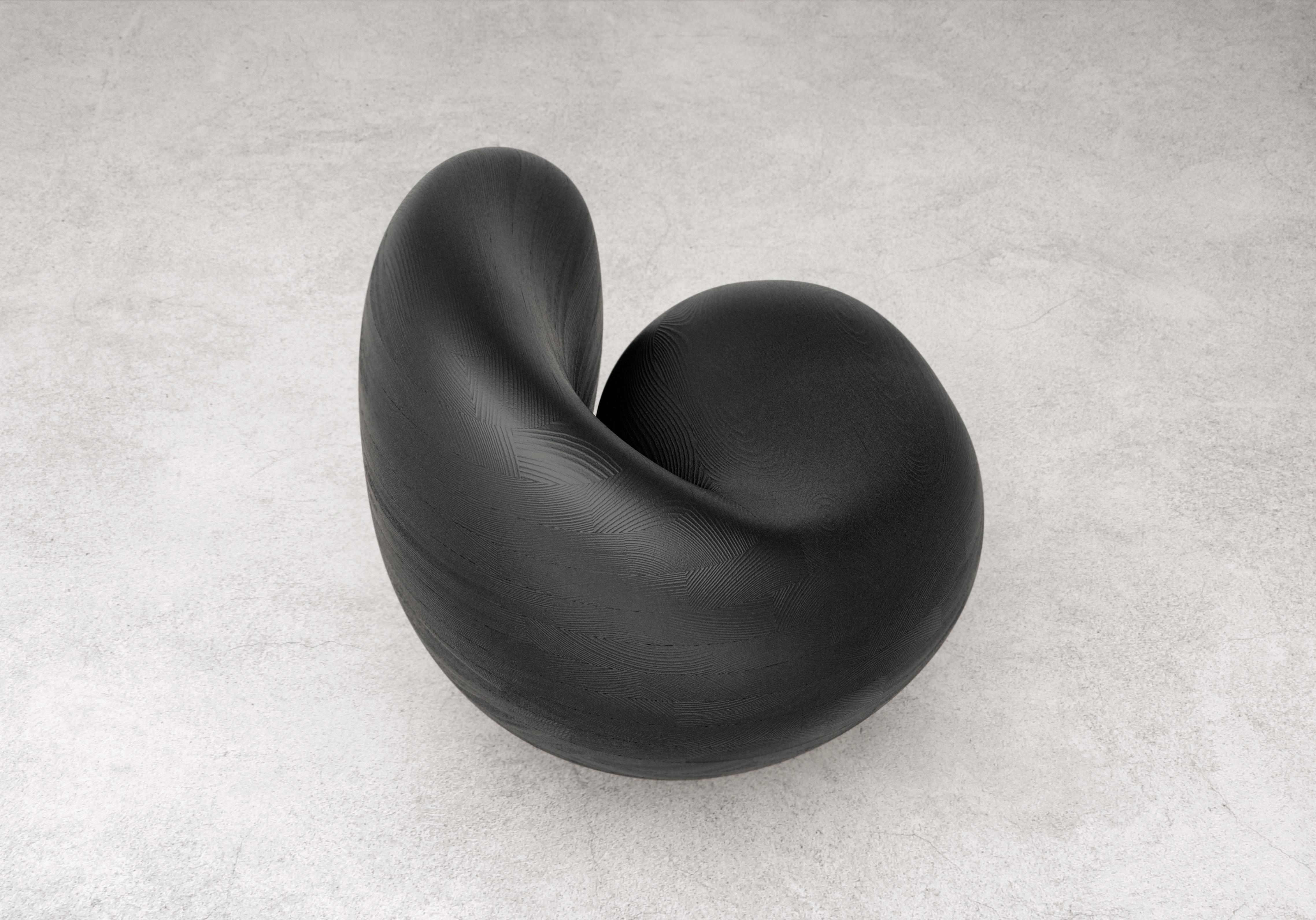 Contemporary Beaver Tail Chair in Ebonized Ash by Objects & Ideas For Sale