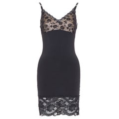 BEBE Vintage floral lace overlay satin sheer panel lingerie midi slip dress S
