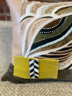 BeBop Jazz pillow with Velvet and Horsehair Accents with Printed Linen Back #2