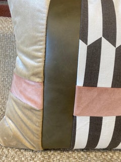 BeBop Jazz pillow with Velvet and Horsehair Accents with Printed Linen Back