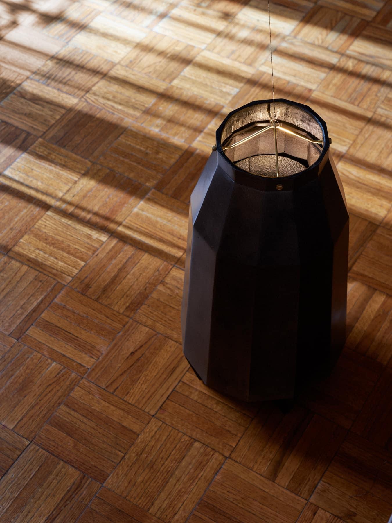 American Bec Brittain 'Angela 1', Lacquered Black Aluminum Dynamic Parachute Floor Lamp