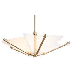Bec Brittain Echo Short: White Glass and Brass Led Chandelier