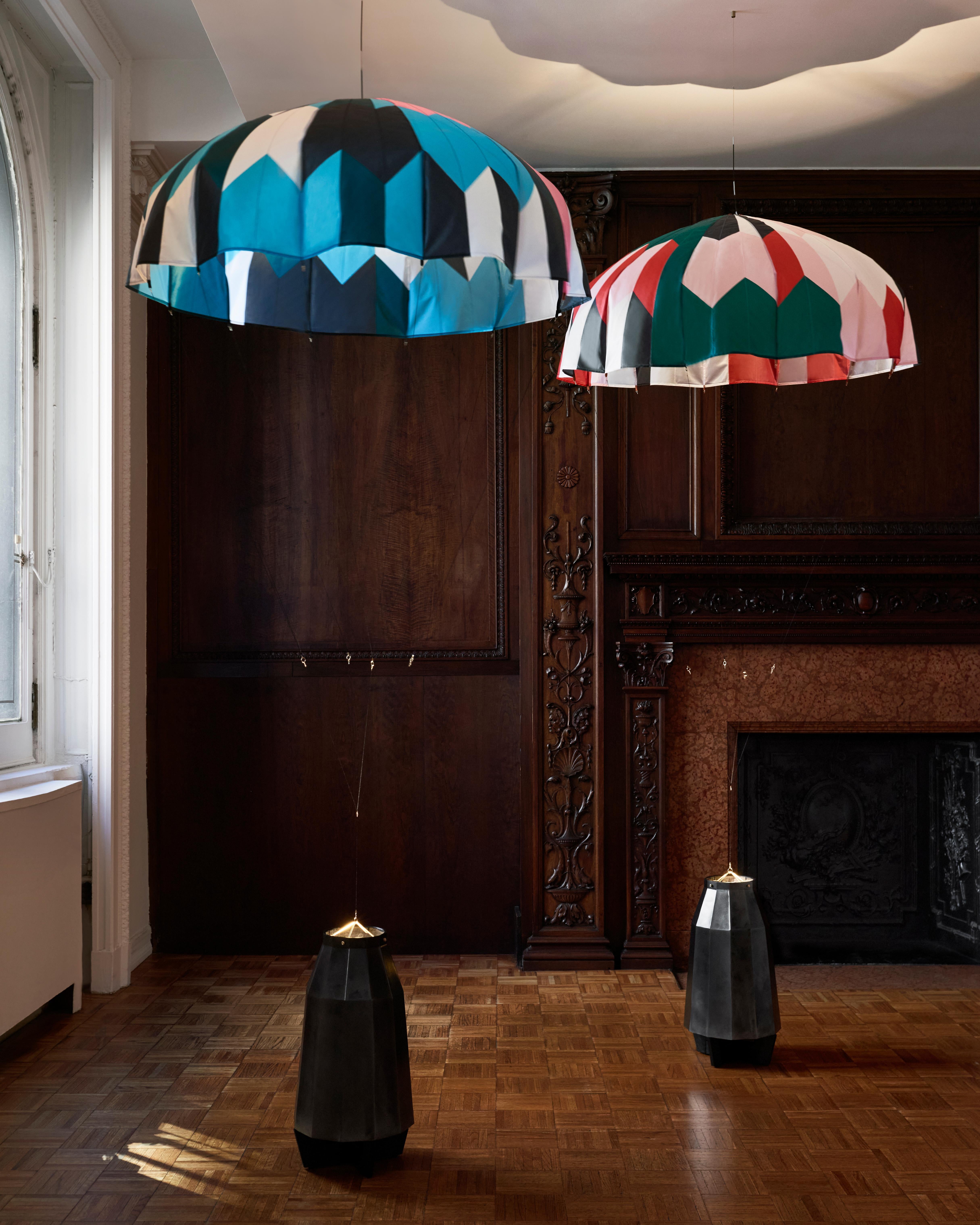 Blackened Parachute Floor Lamp 'Julius 1' by Bec Brittain For Sale
