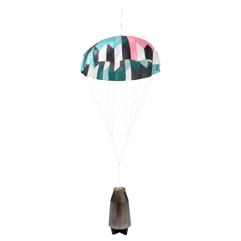 Bec Brittain 'Julius 1' Lacquered Black Aluminum Dynamic Parachute Floor Lamp For Sale
