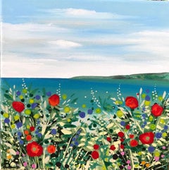 Becca Clegg, Flower Path to the Sea III, Original Floral Seascape Painting