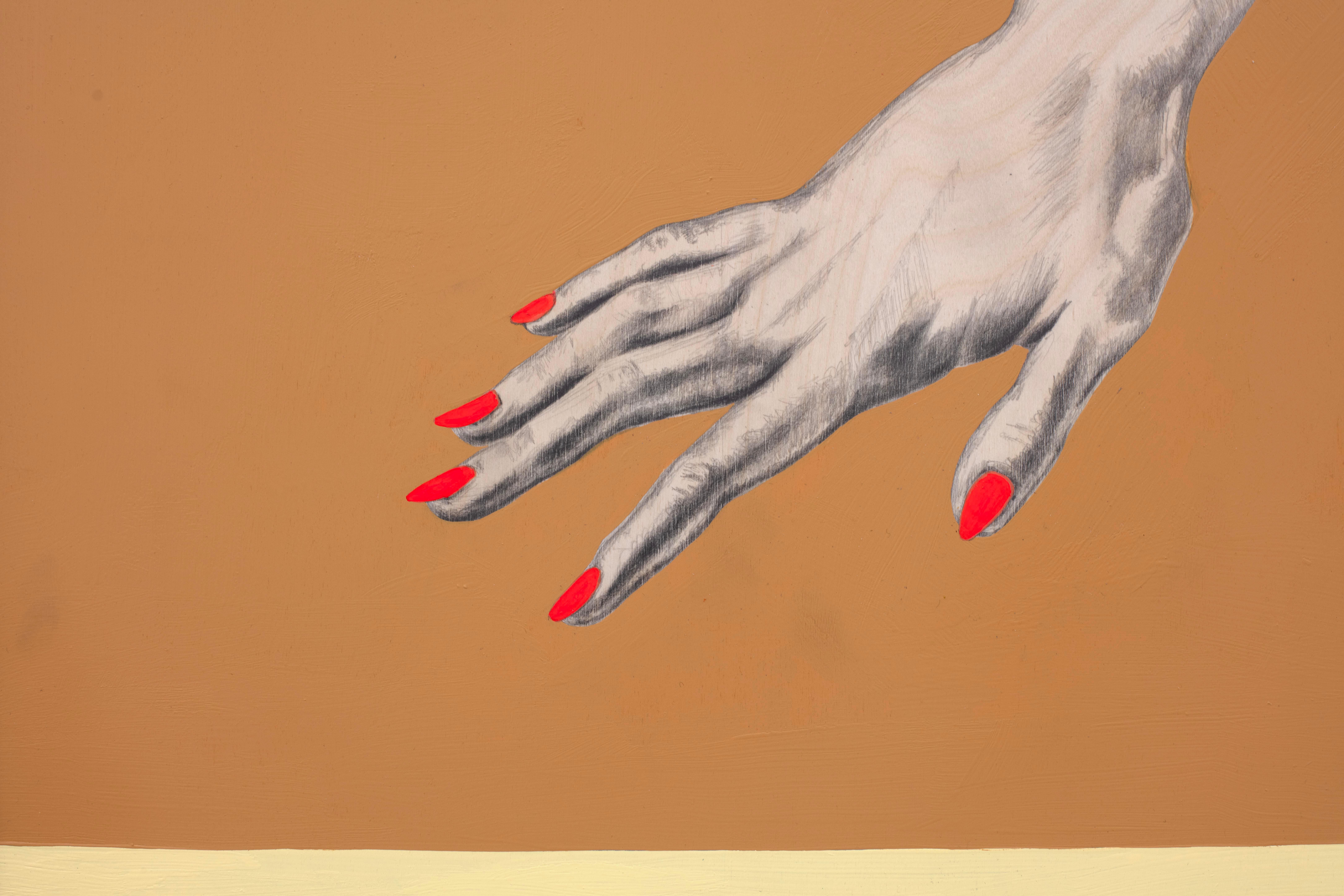Nach, während, vor (Beige), Figurative Painting, von Becca Fuhrman