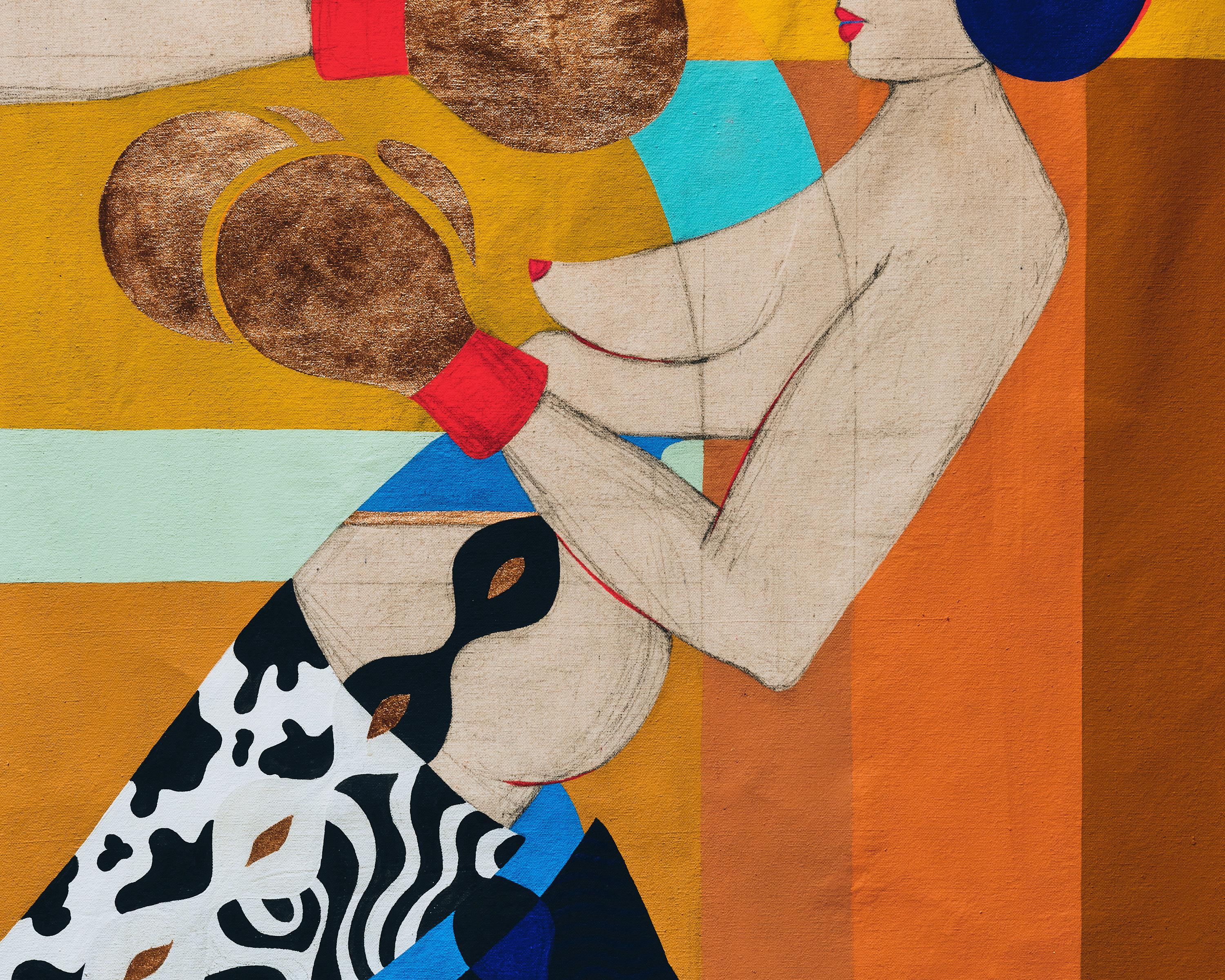 Toter Ringer (Beige), Figurative Painting, von Becca Fuhrman