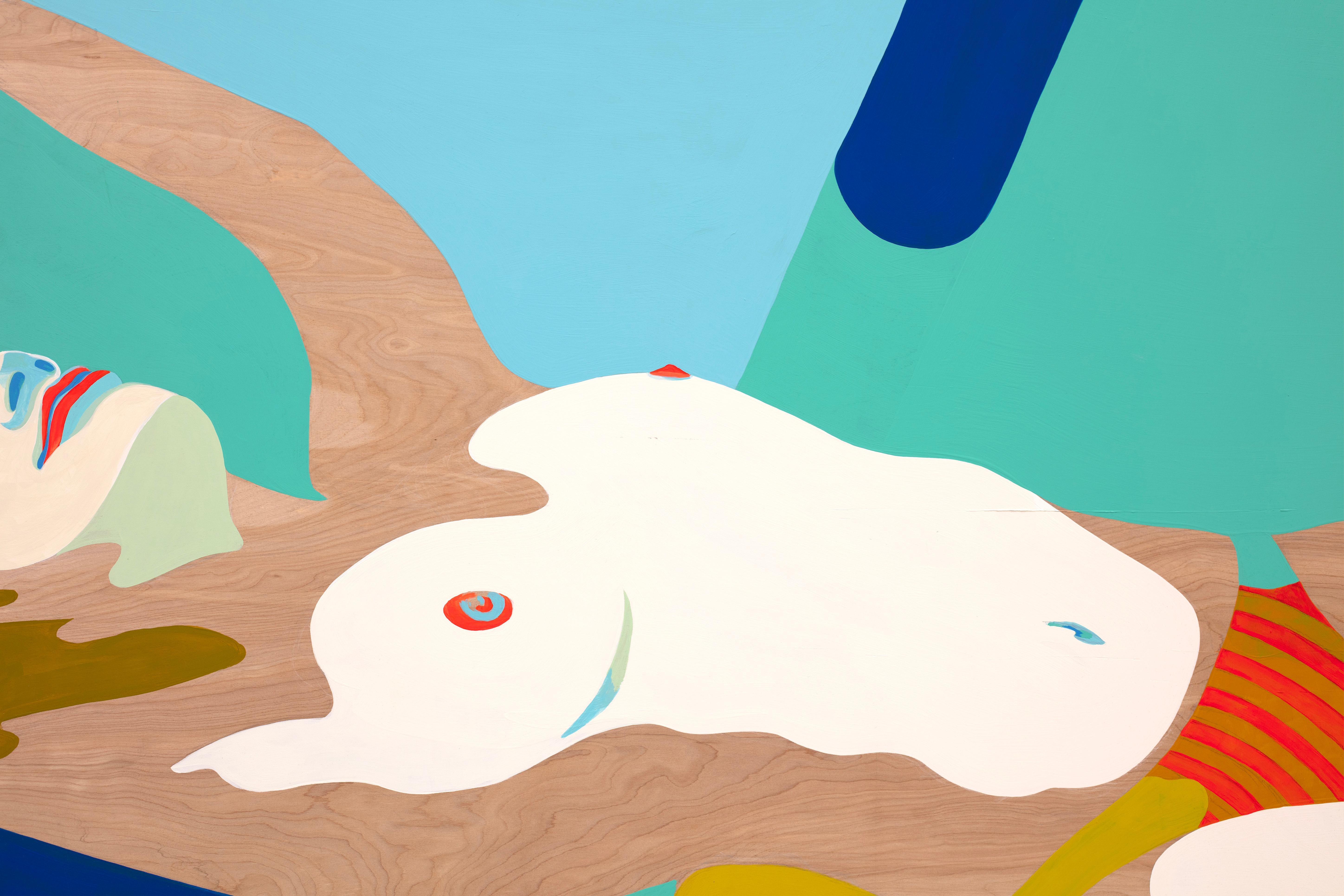 In or Out - Blue Figurative Painting by Becca Fuhrman