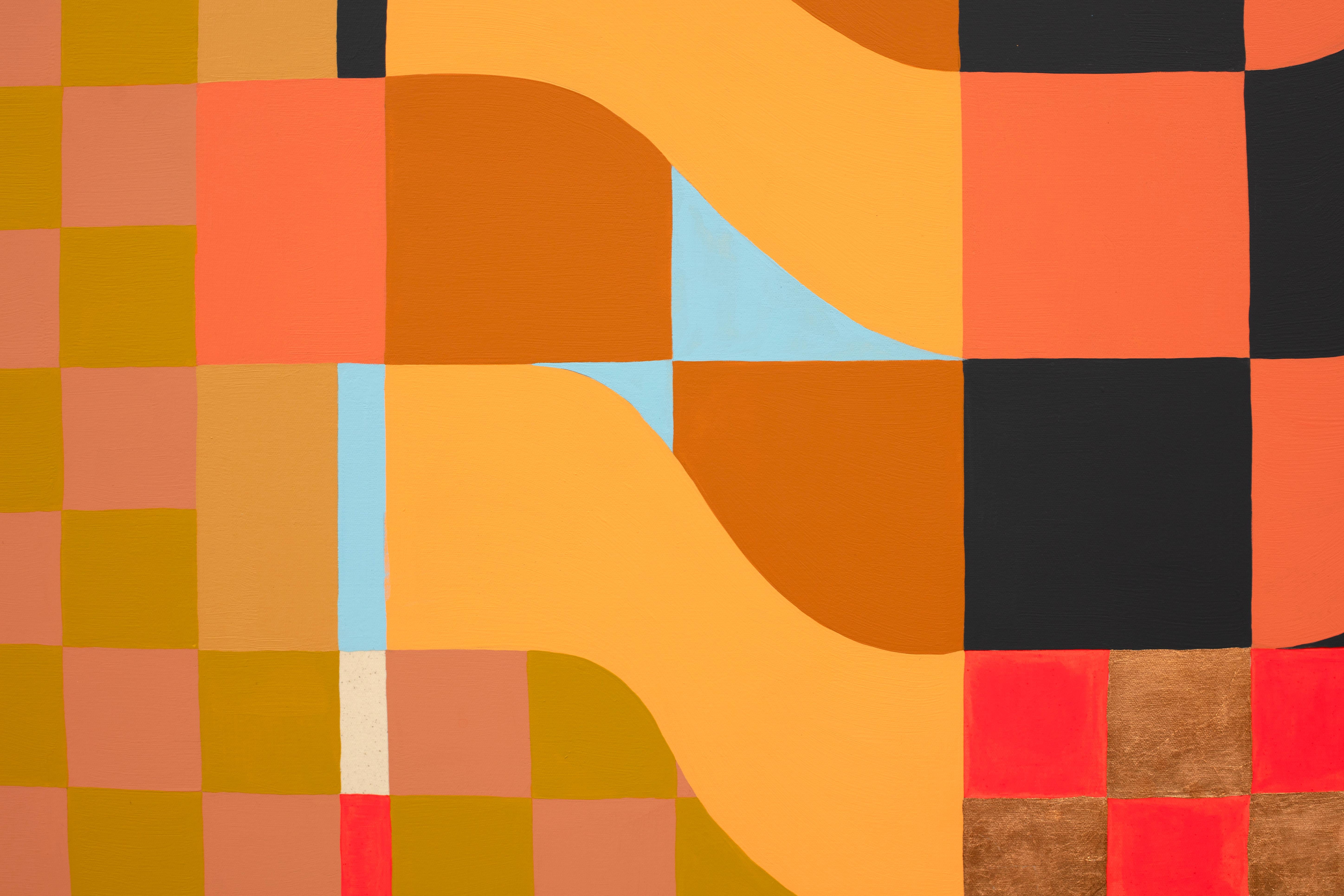 Unter der Tribüne (Orange), Figurative Painting, von Becca Fuhrman