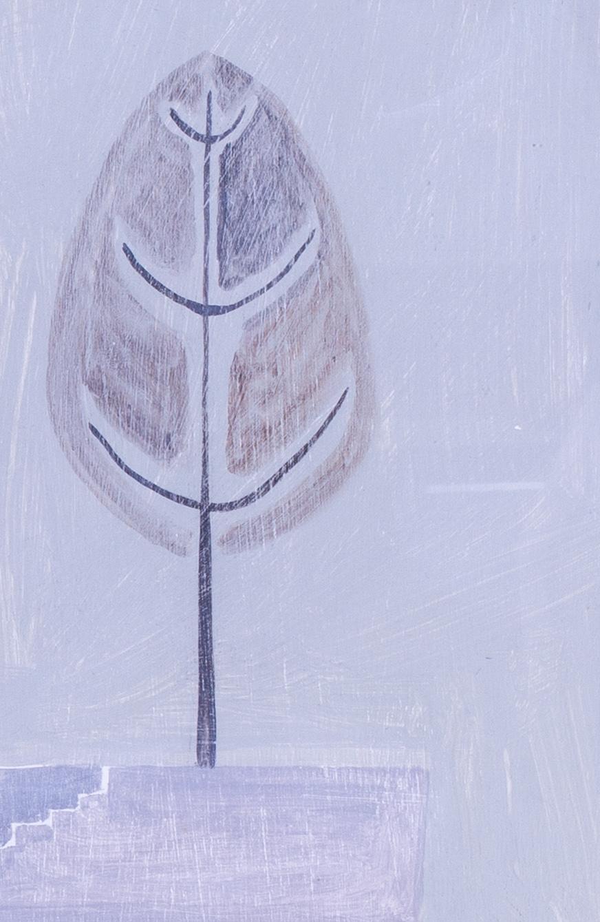 21st Century oil painting of a Thames barge in London, abstract in greys - Abstract Painting by Beccy Marshall 