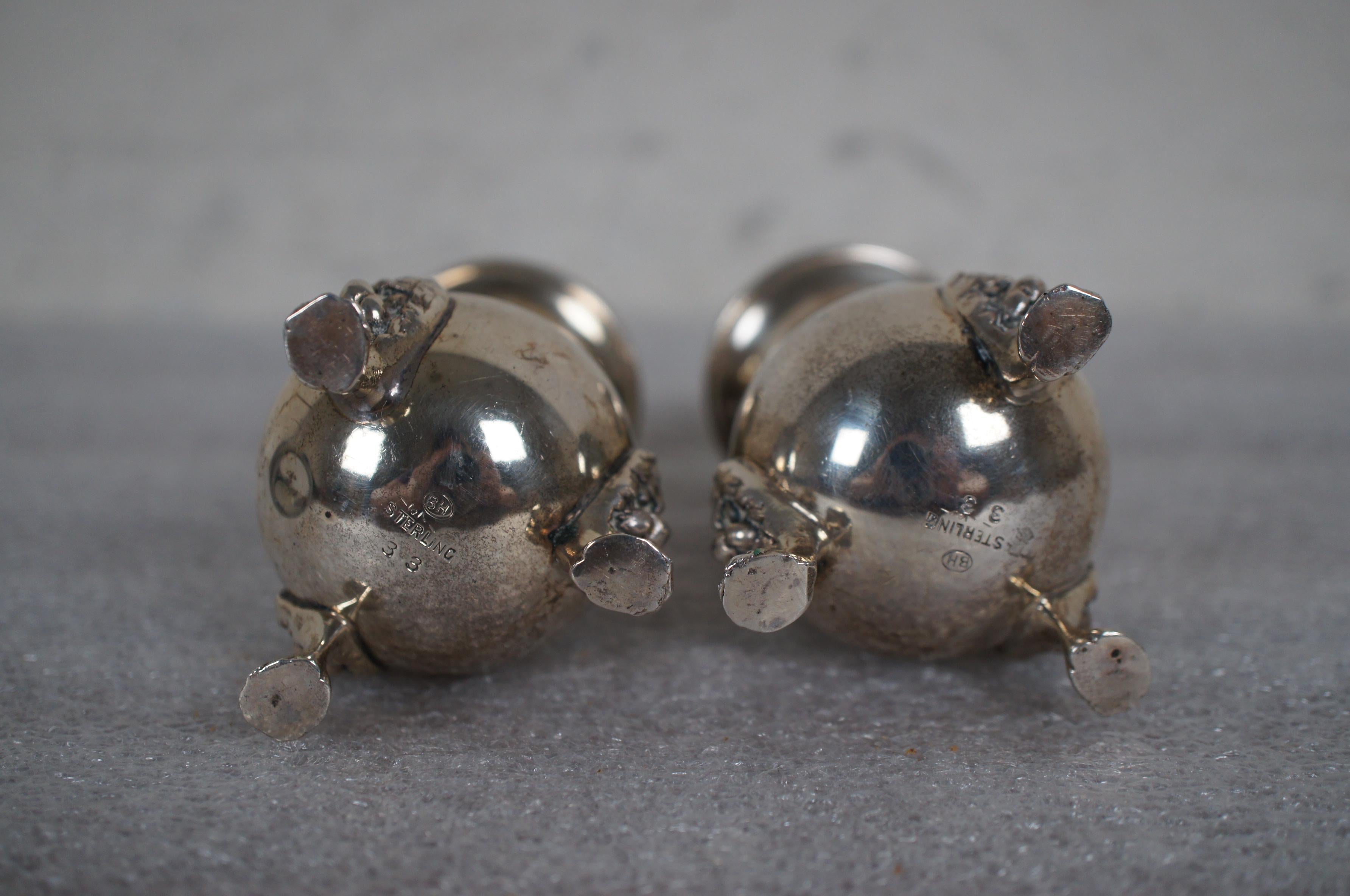 Becht & Hartl in argento sterling testa di leone sale Shakers pepe vasi 4