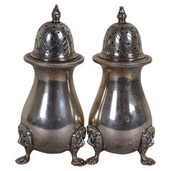 Becht & Hartl Sterling Silver Lions Head Salt Shakers Pepper Pots 4"