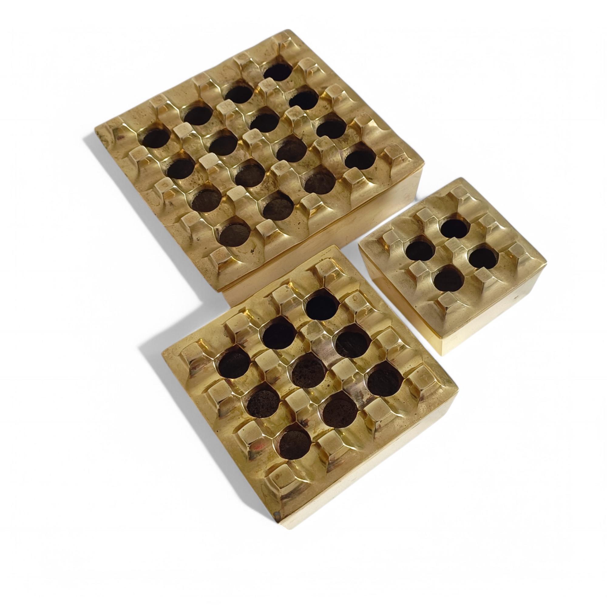 Beck & Jung Ultima Model Bronze Set of Three Ashtrays, Sweden 1970s 1