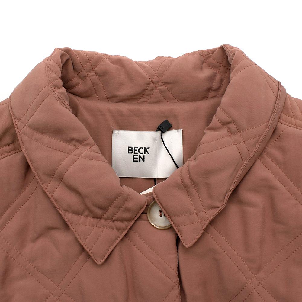 Brown Becken Dusty Pink Oversized Quilted Paddock Jacket M For Sale