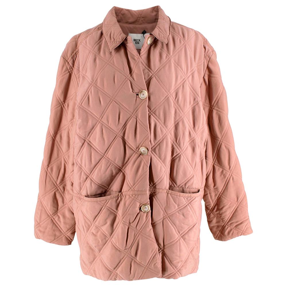 Becken Dusty Pink Oversized Quilted Paddock Jacket M For Sale