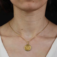 Becker French 20th Century 18 Karat Yellow Gold Taurus Medal Pendant