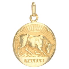 Becker French 20th Century 18 Karat Yellow Gold Taurus Medal Pendant