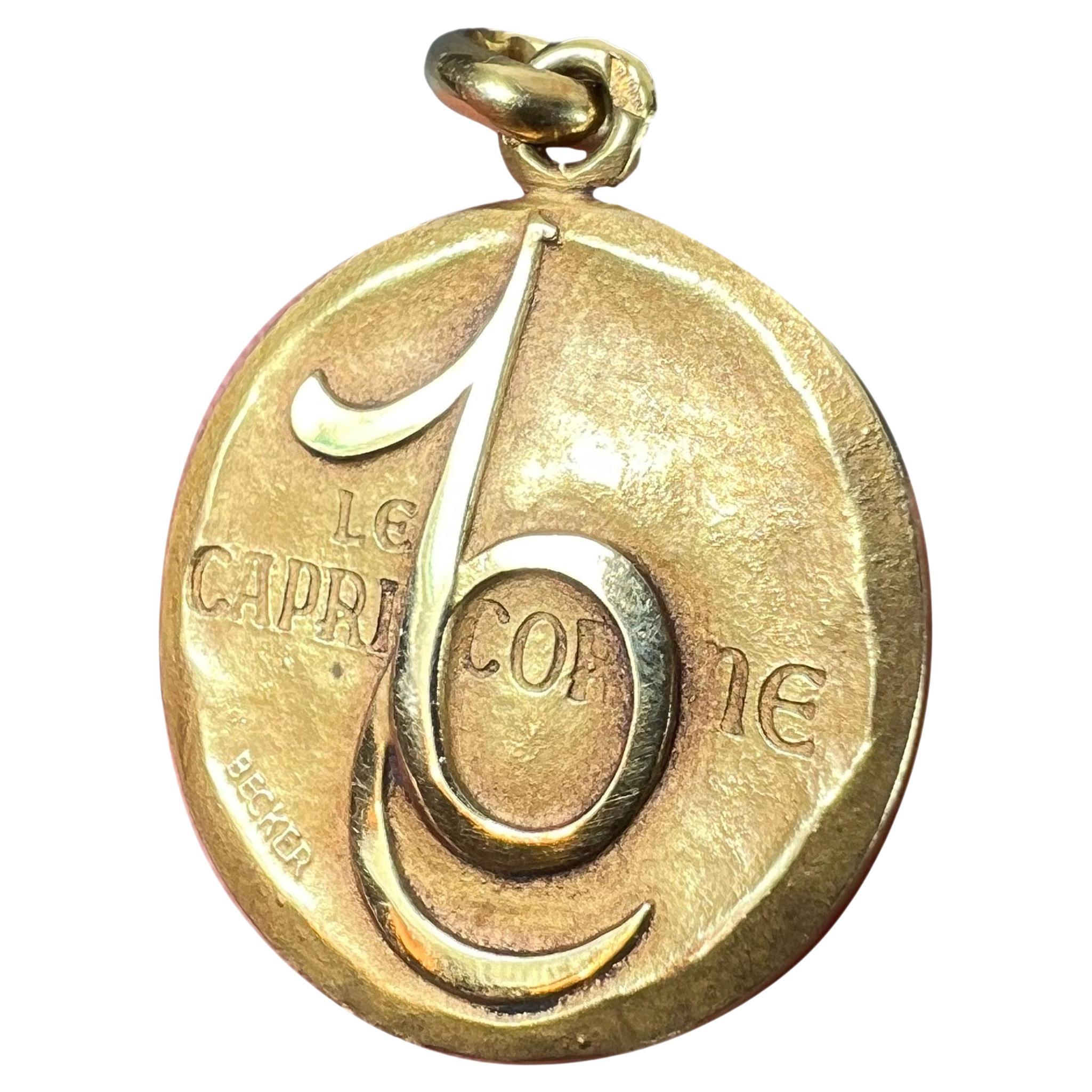 Becker French Zodiac Capricorn Starsign 18K Yellow Gold Charm Pendant