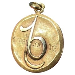 Becker French Zodiac Capricorn Starsign 18K Yellow Gold Charm Pendant