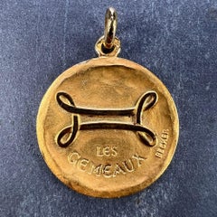 Becker French Zodiac Gemini Starsign 18K Yellow Gold Charm Pendant
