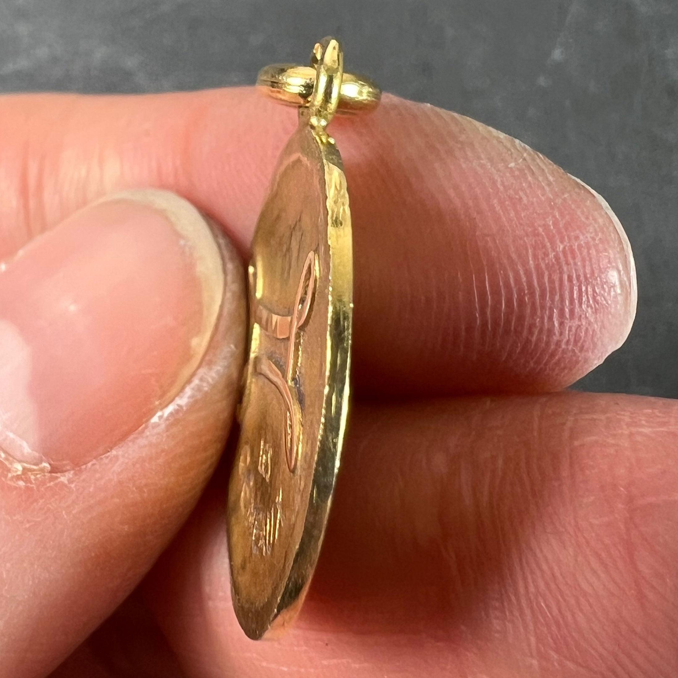 Becker French Zodiac Gemini Starsign 18K Yellow Gold Charm Pendant For Sale 3