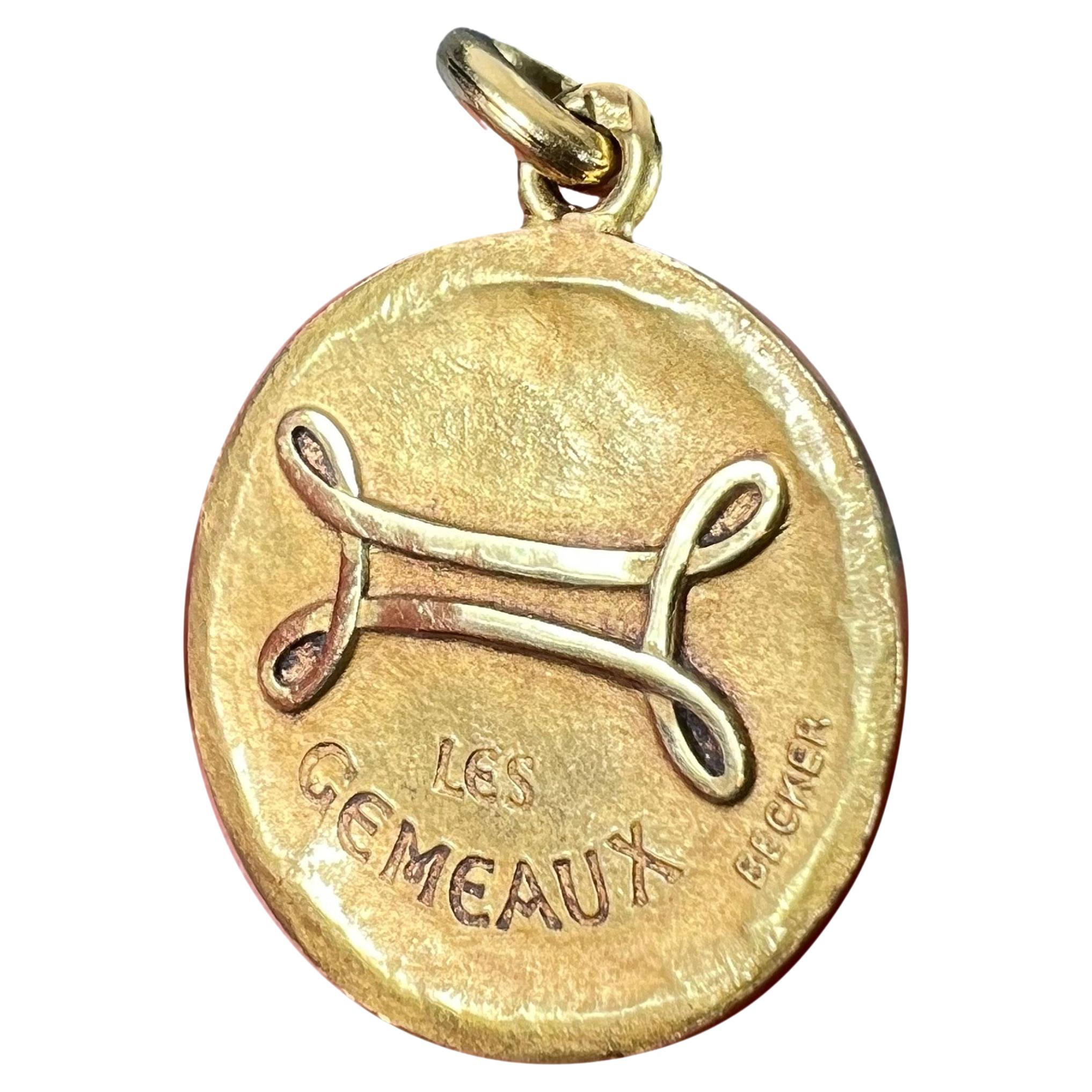 Becker French Zodiac Gemini Starsign 18K Yellow Gold Charm Pendant