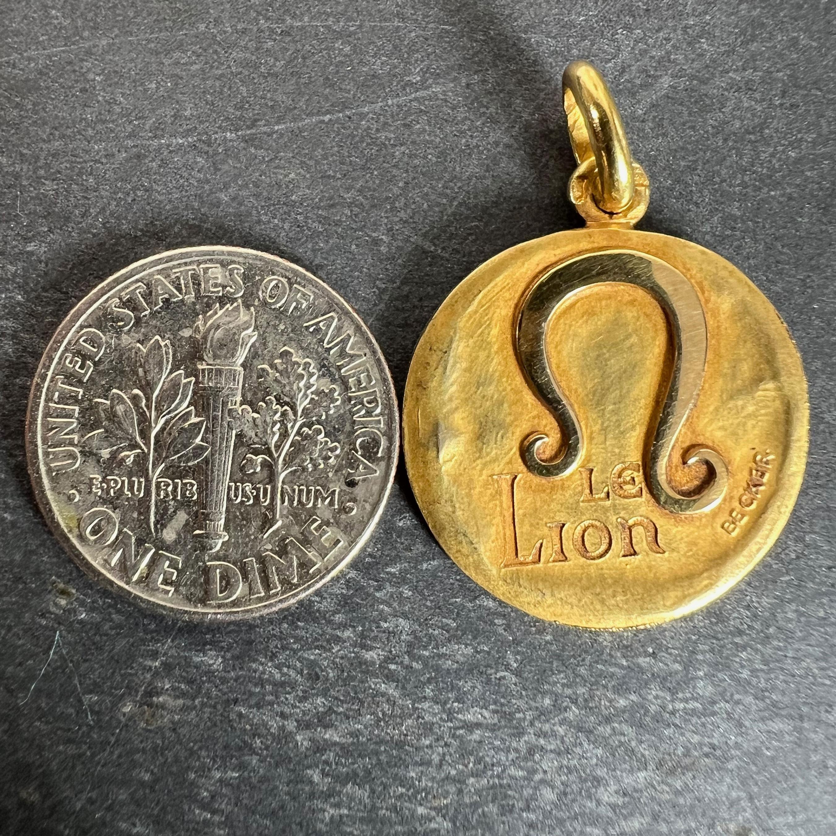 Becker French Zodiac Leo Starsign 18K Yellow Gold Charm Pendant For Sale 6