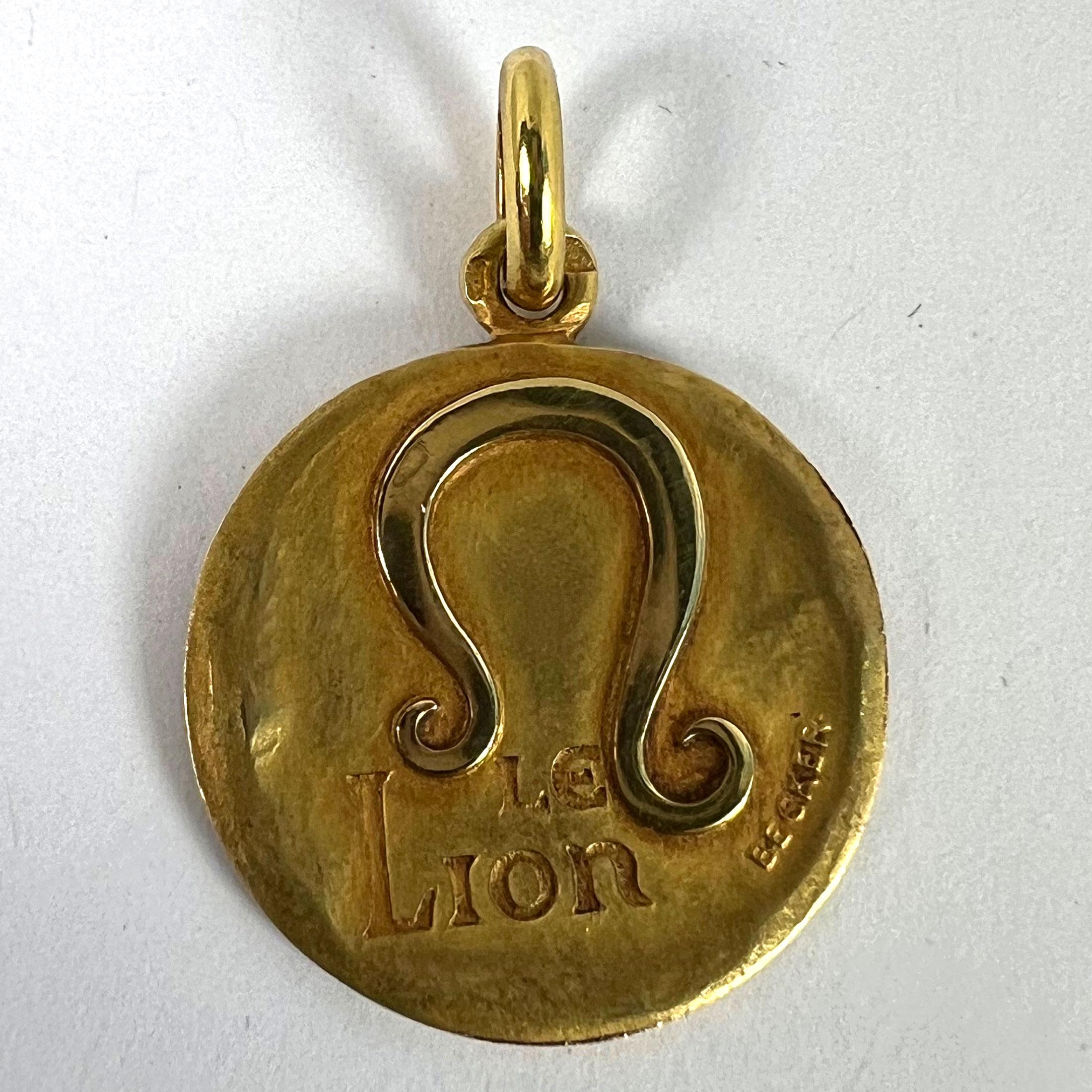 Becker French Zodiac Leo Starsign 18K Yellow Gold Charm Pendant For Sale 7