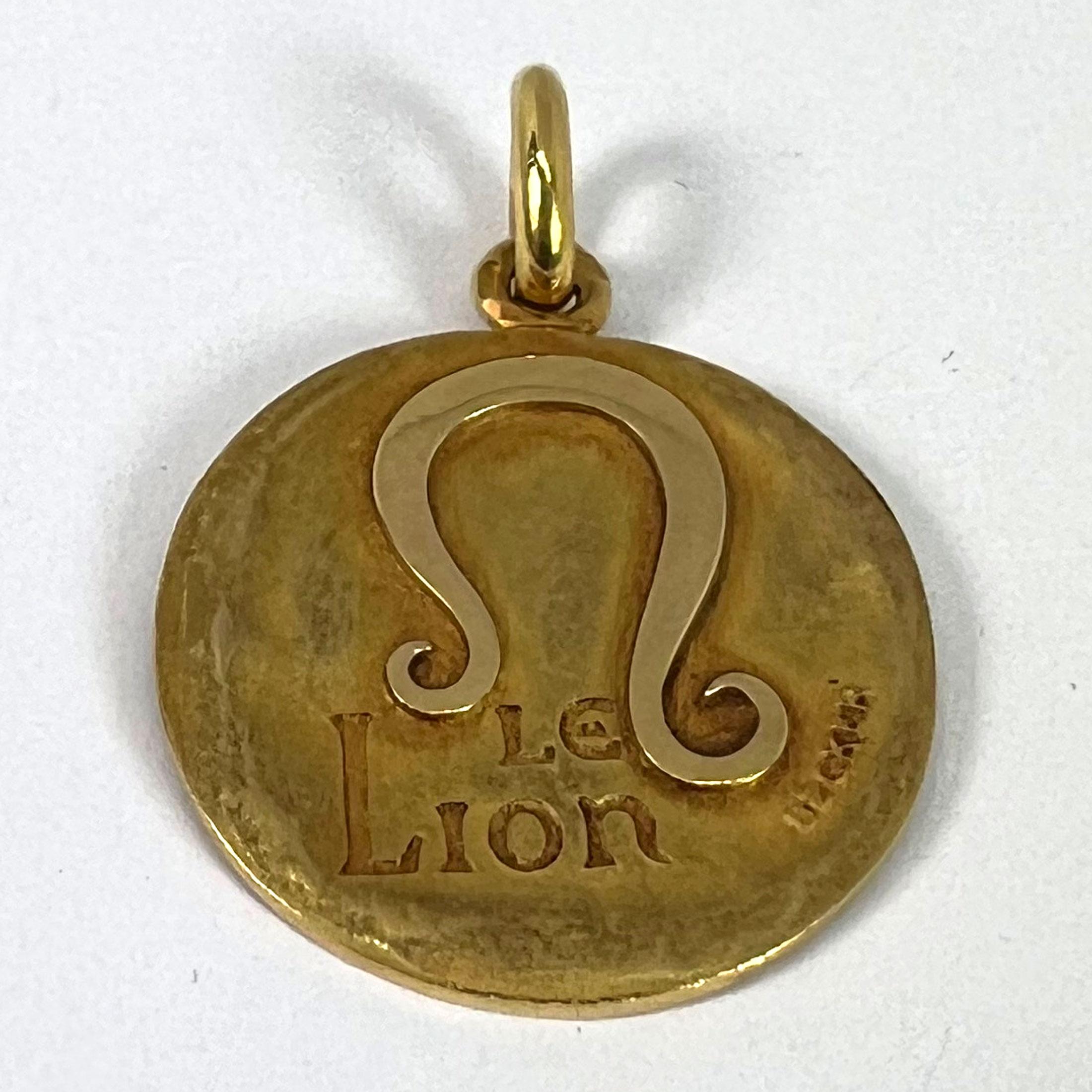 Becker French Zodiac Leo Starsign 18K Yellow Gold Charm Pendant For Sale 9