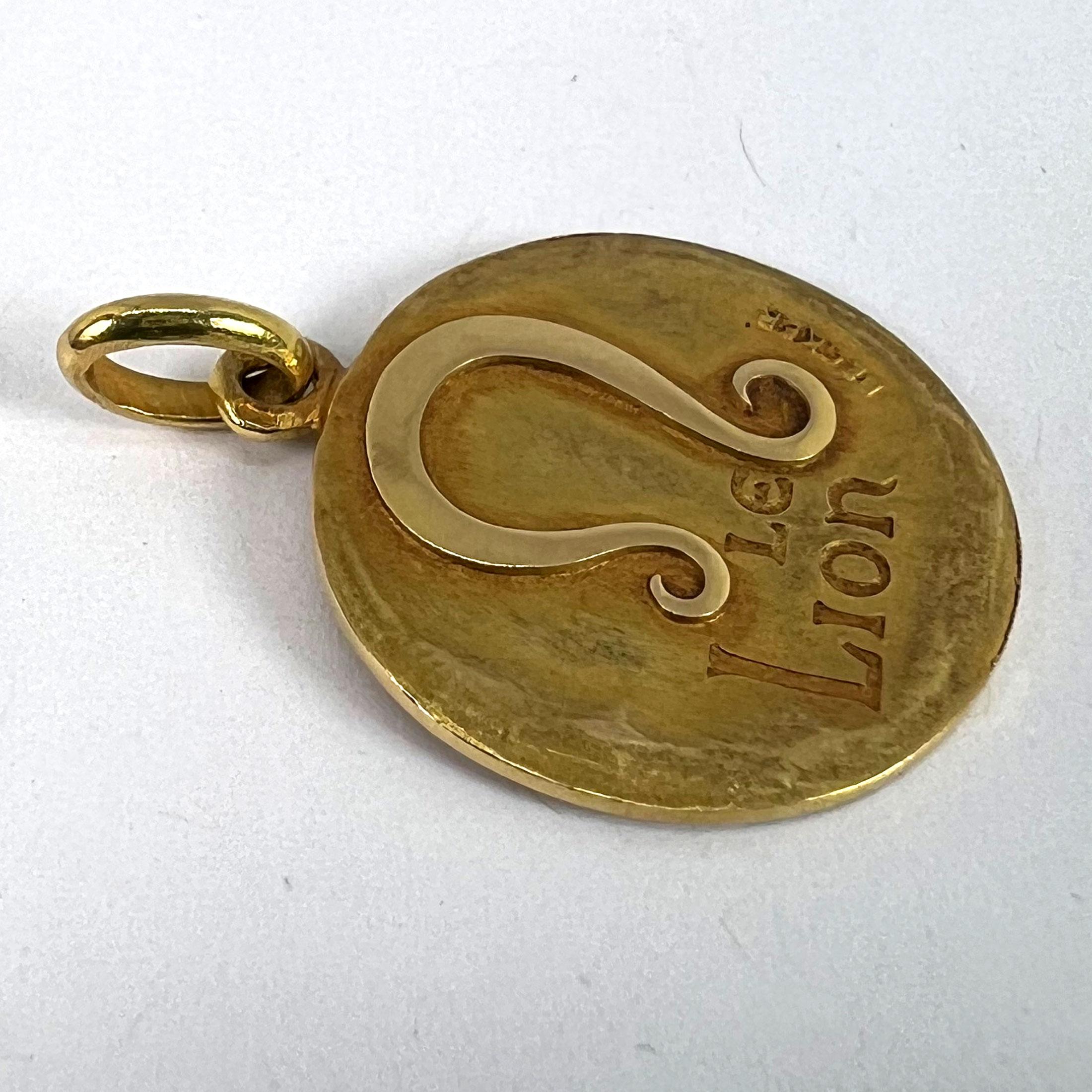 Becker French Zodiac Leo Starsign 18K Yellow Gold Charm Pendant For Sale 10