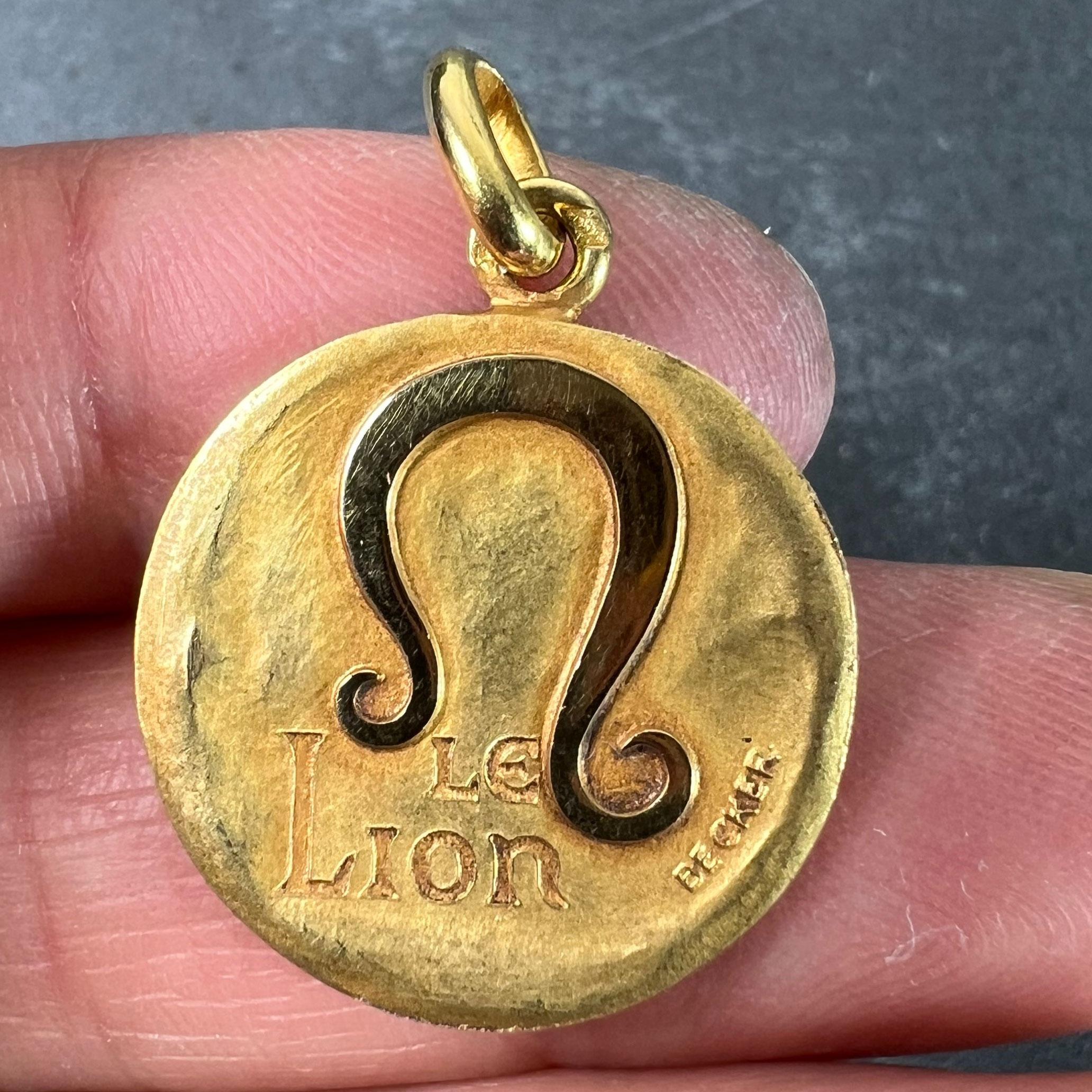 Becker French Zodiac Leo Starsign 18K Yellow Gold Charm Pendant For Sale 1