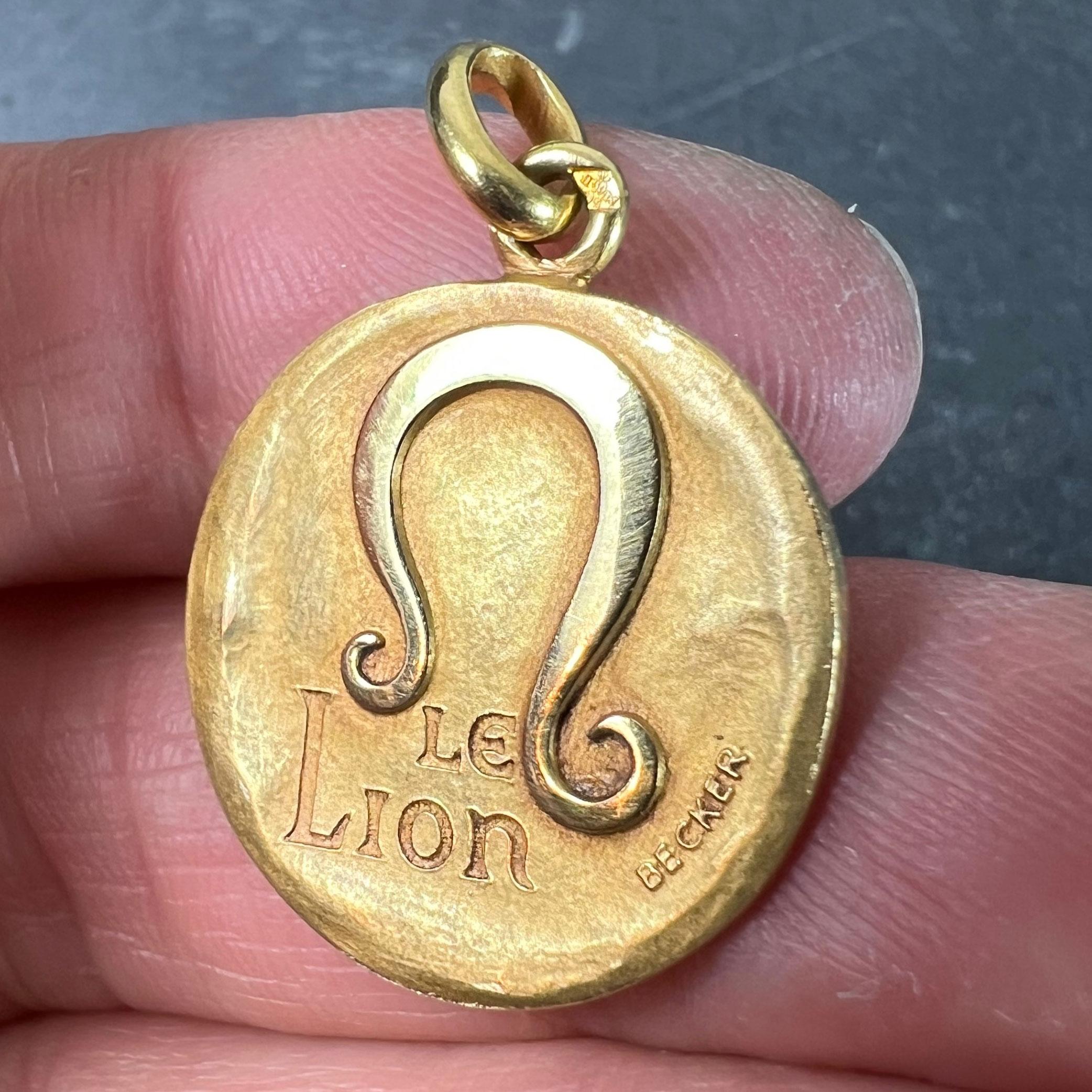 Becker French Zodiac Leo Starsign 18K Yellow Gold Charm Pendant For Sale 2